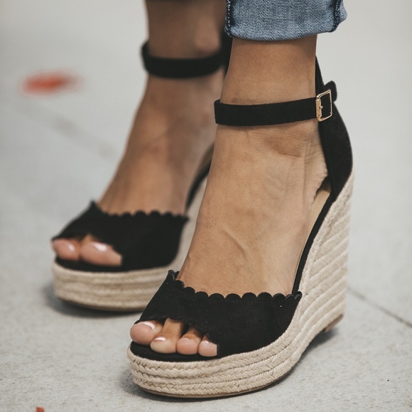 scalloped espadrille wedges